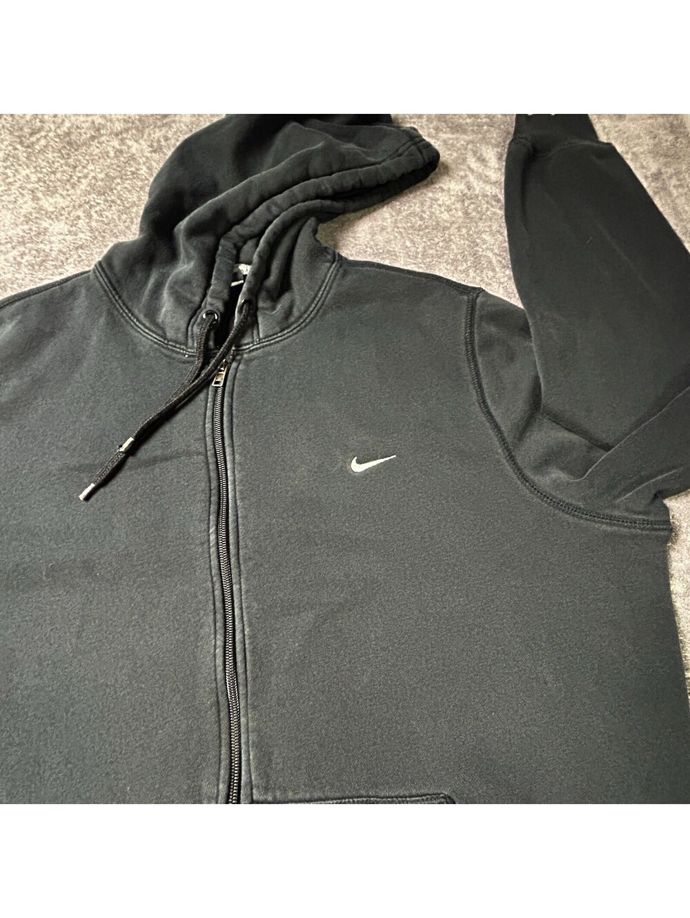 Nike ClSSIC Hooded Jacket Men's XL Black Full Zip Fleece 341573 Swoosh